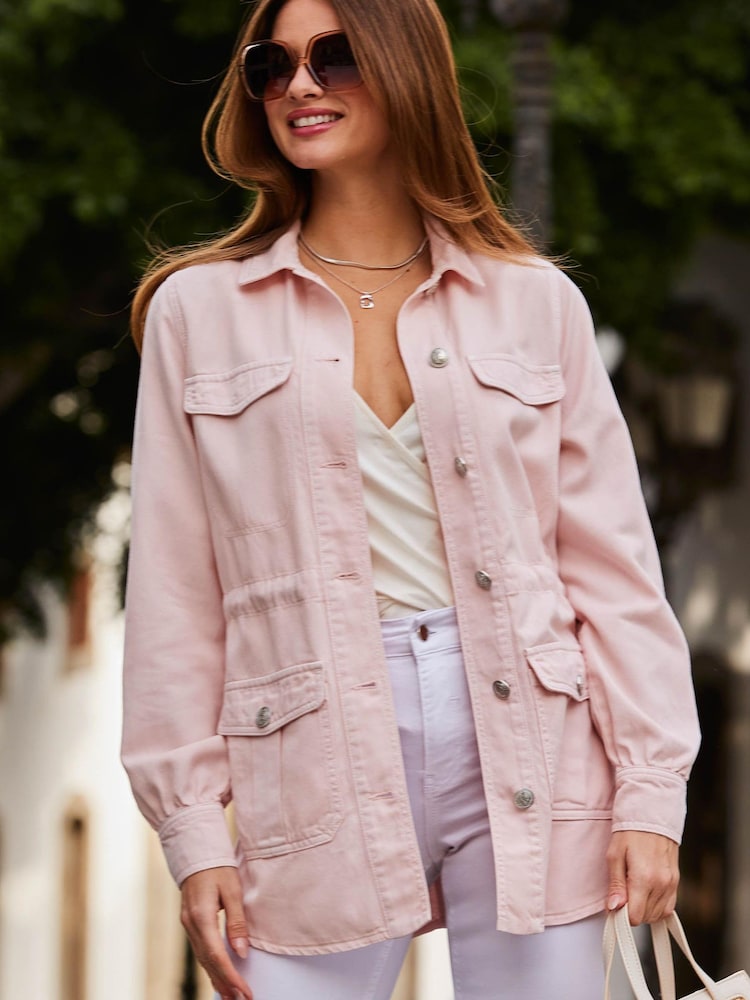 Sosandar Pink Tencel Utility Jacket - Image 1 of 6