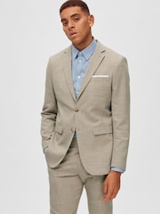 Selected Homme Beige Linen Fitted Blazer - Image 1 of 5