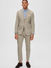 Selected Homme Beige Linen Fitted Blazer - Image 2 of 5
