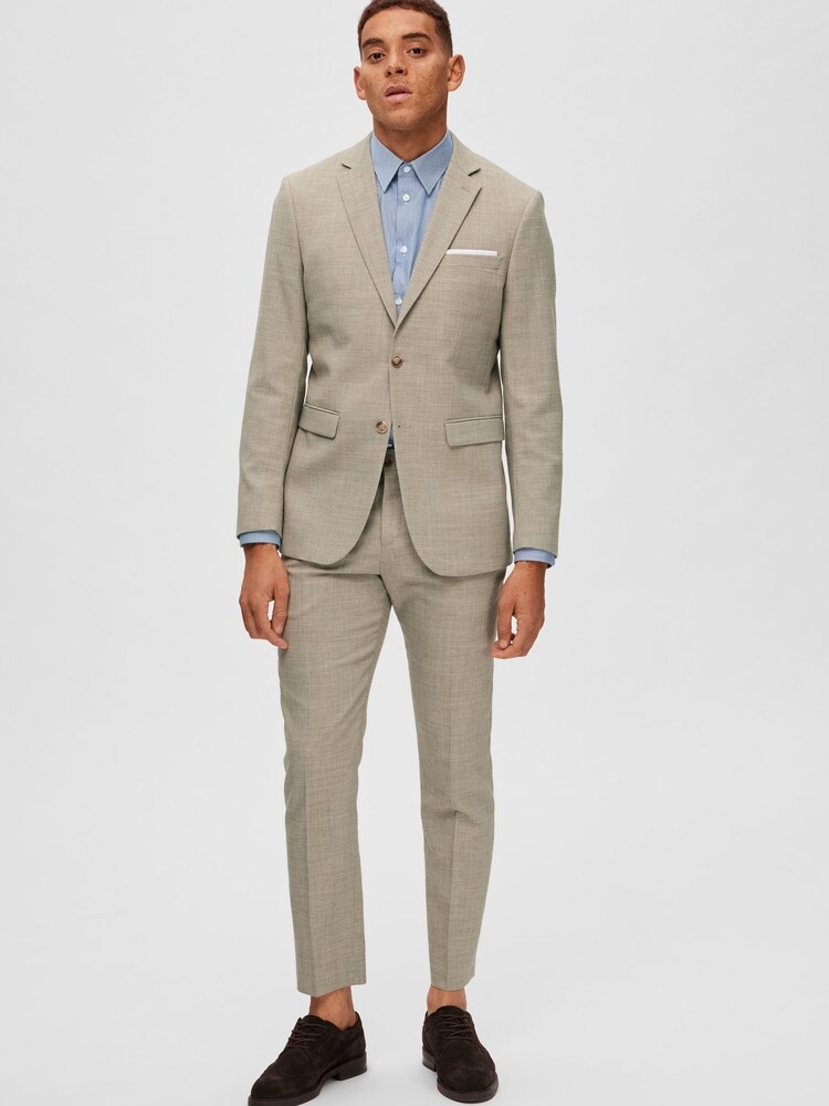 Selected Homme Beige Linen Fitted Blazer - Image 2 of 5