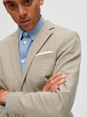Selected Homme Beige Linen Fitted Blazer - Image 4 of 5