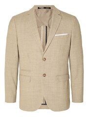 Selected Homme Beige Linen Fitted Blazer - Image 5 of 5