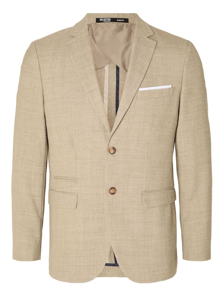 Selected Homme Beige Linen Fitted Blazer - Image 5 of 5