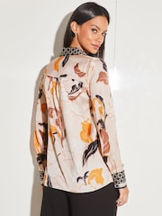 Lipsy Pink Floral Printed Satin Button Through Shirt - Image 2 of 4