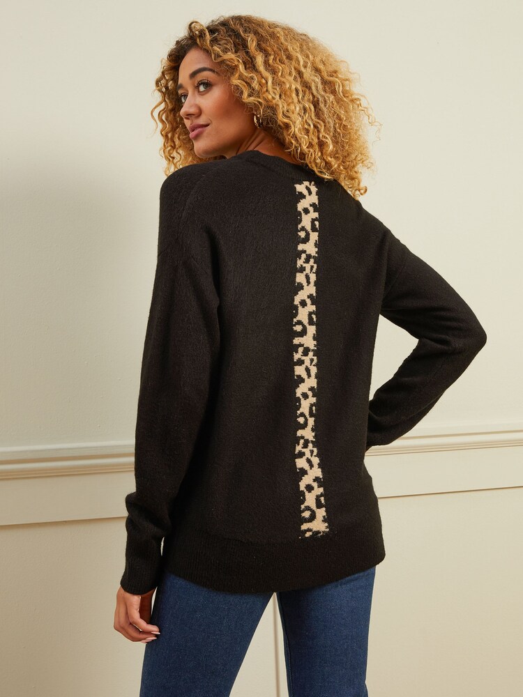 Love & Roses Black Heart Animal Cosy Knitted Jumper - Image 2 of 4