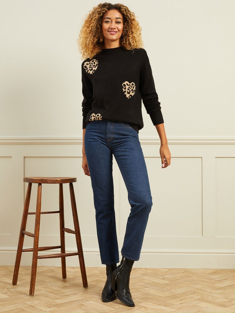 Love & Roses Black Heart Animal Cosy Knitted Jumper - Image 4 of 4