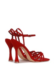 Linzi Red Faux Suede Serena Cut Out Stiletto Heeled Sandal - Image 5 of 5