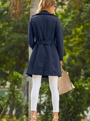 Sosandar navy Trench Coat - Image 4 of 5
