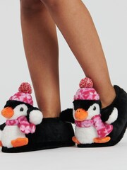 Loungeable Black Tye Dye Penguin Slippers - Image 1 of 4