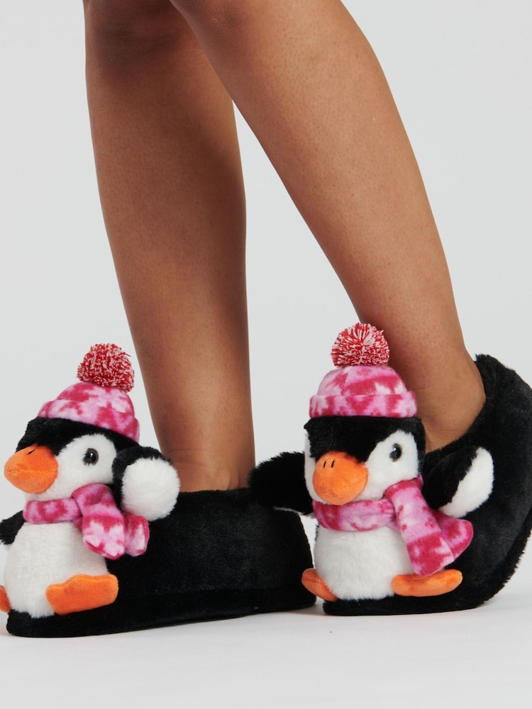 Loungeable Black Tye Dye Penguin Slippers - Image 1 of 4