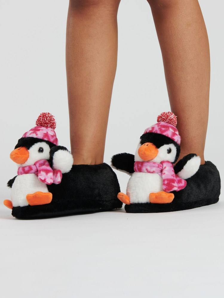 Loungeable Black Tye Dye Penguin Slippers - Image 2 of 4