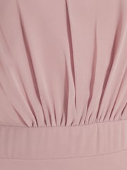 Quiz Light Pink Chiffon Round Neck Frill Sleeve Maxi Dress - Image 5 of 5