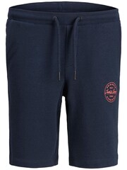 JACK & JONES JUNIOR Navy Blue Printed Logo Sweat Short - Image 5 of 5