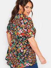 Yours Curve Black Wrap Top - Image 3 of 4
