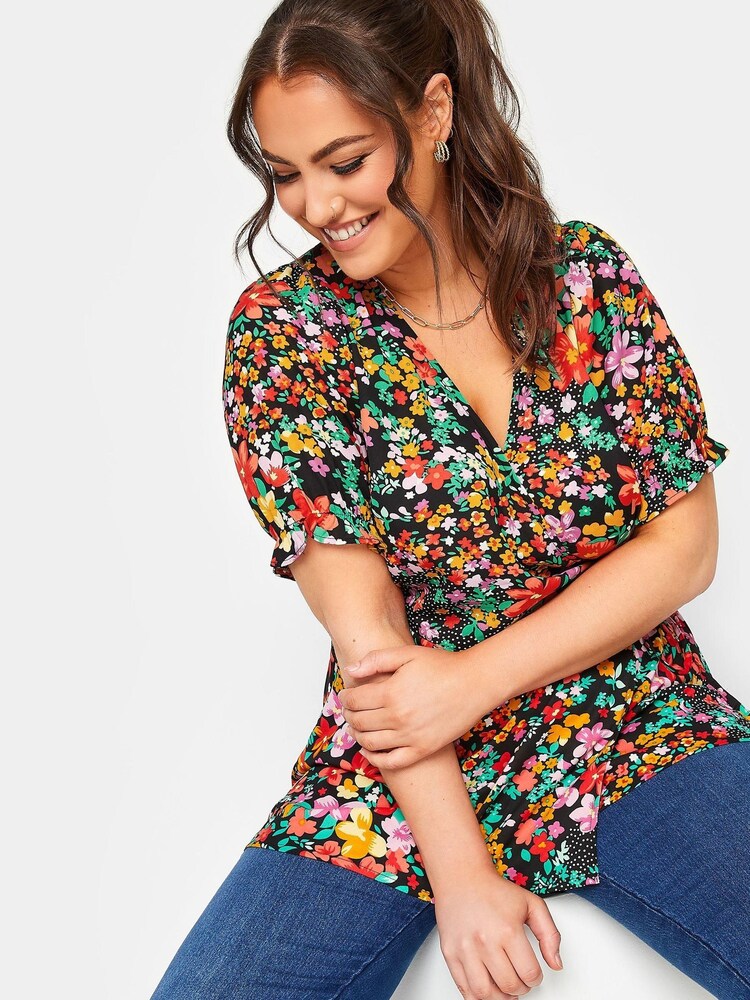 Yours Curve Black Wrap Top - Image 4 of 4