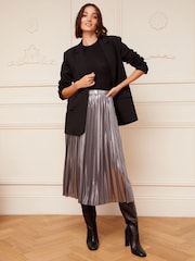 Love & Roses Silver Pleated Midi Skirt - Image 2 of 4