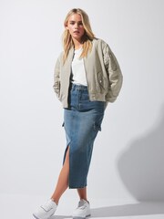 PixieGirl Petite Blue Denim Midi Skirt - Image 1 of 1