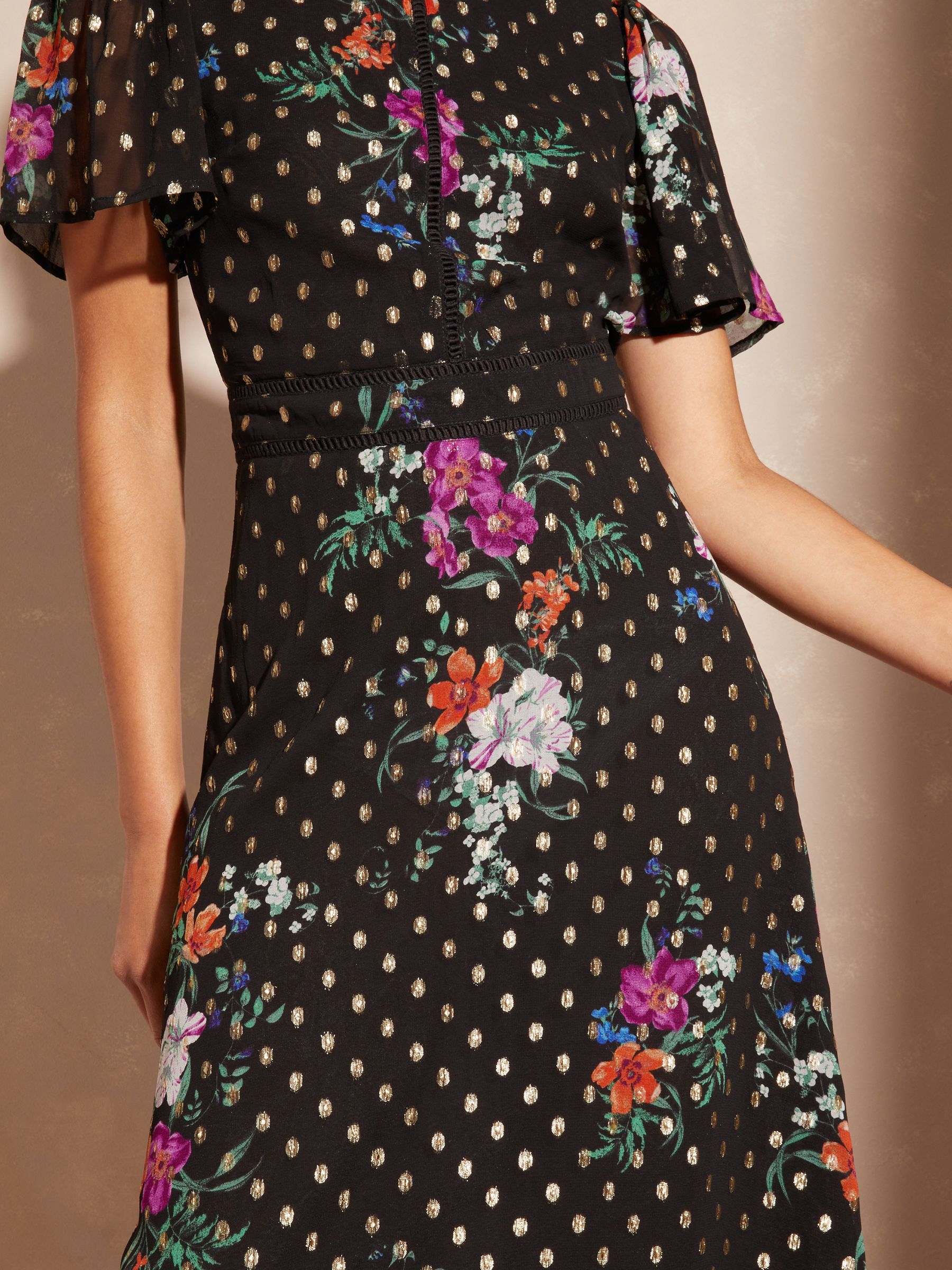 Buy Love & Roses Black Floral Metallic Printed High Neck