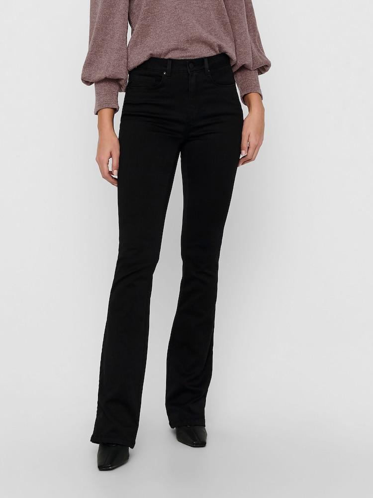 ONLY Black High Waisted Stretch Flare Jeans - Image 2 of 5