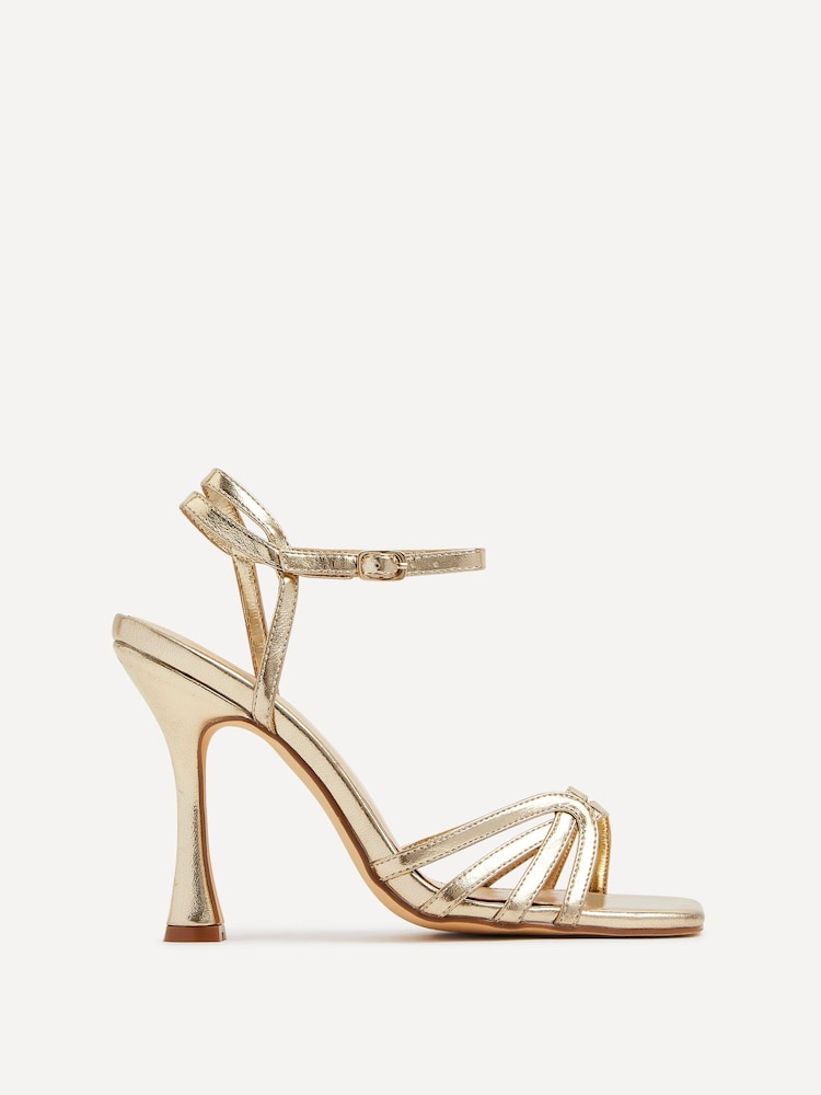 Linzi Gold PU Serena Cut Out Stiletto Heeled Sandal - Image 2 of 4