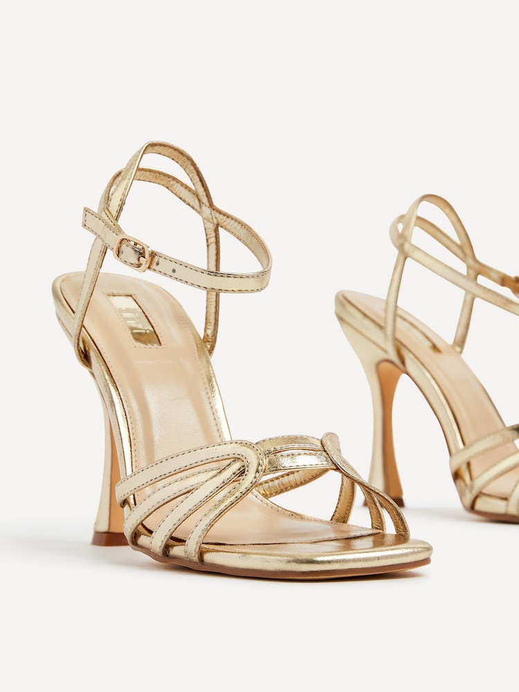 Linzi Gold PU Serena Cut Out Stiletto Heeled Sandal - Image 4 of 4