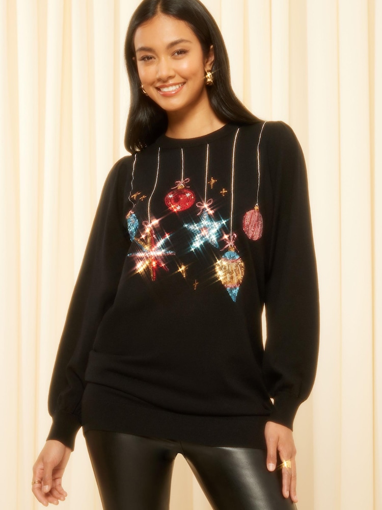 Friends Like These Black Christmas Bauble Jumper - Image 1 of 4