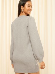 Friends Like These Grey Christmas Snow Flake Long Sleeve Jumper Dress - Image 4 of 4