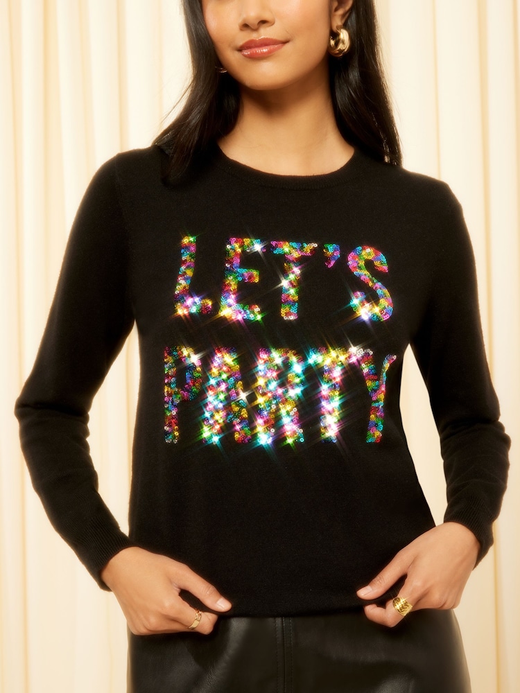 Friends Like These Black Christmas Let Party Jumper - Image 2 of 4