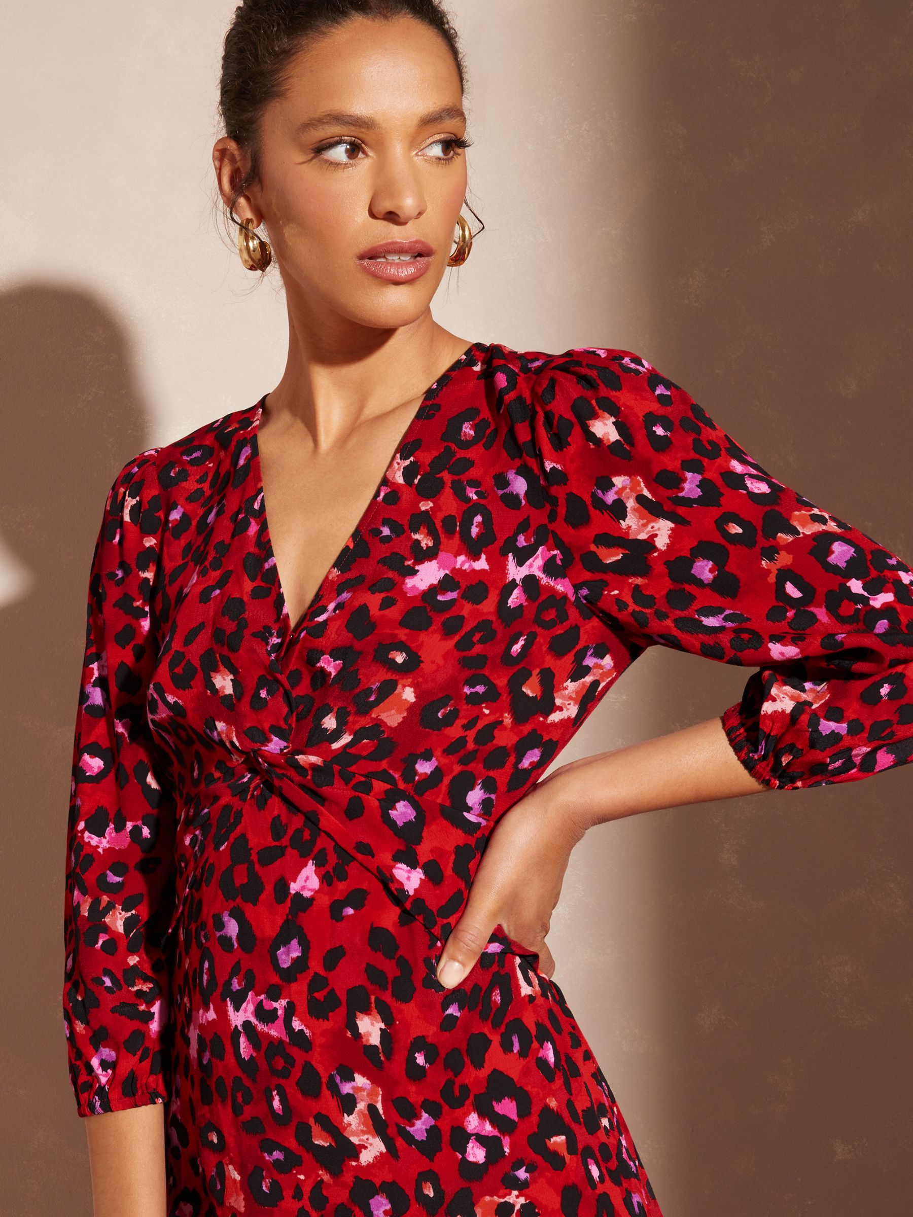 Buy Love & Roses Red Animal V Neck Twist Front Long Sleeve Midi Dress from  Next Luxembourg