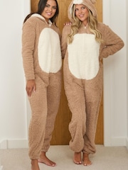 Loungeable Cream Fleece All-In-One - Image 1 of 5