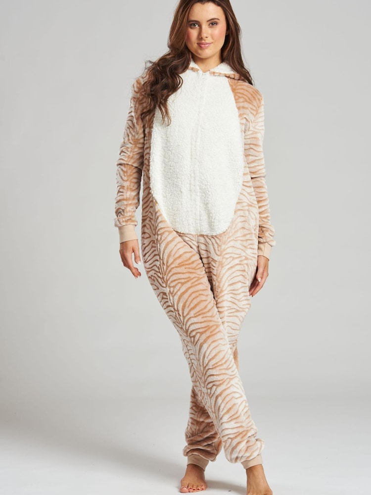 Nude/Tiger - Loungeable Fleece-Einteiler - Bild 2 von 5