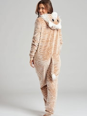 Nude/Tiger - Loungeable Fleece-Einteiler - Bild 3 von 5