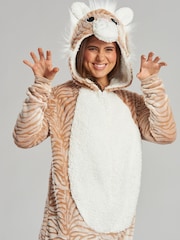 Nude/Tiger - Loungeable Fleece-Einteiler - Bild 4 von 5