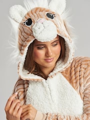 Nude/Tiger - Loungeable Fleece-Einteiler - Bild 5 von 5