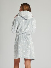 Loungeable Grey Sparkle Star Luxury Fleece Hooded Robe - Image 5 of 5