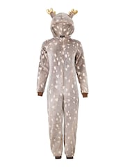 Loungeable Brown Reindeer Fleece All-In-One - Image 5 of 5