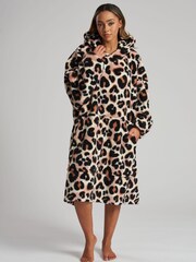 Loungeable Brown Snow Tipped Well Soft Fleece Snuggle Hoodie - Image 4 of 5
