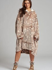 Loungeable Brown Reindeer Luxury Fleece Snuggle Hoodie - Image 4 of 5