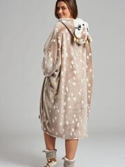 Loungeable Brown Reindeer Luxury Fleece Snuggle Hoodie - Image 5 of 5