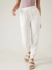 Athleta White Retreat Linen Joggers - Image 1 of 5