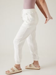 Athleta White Retreat Linen Joggers - Image 3 of 5