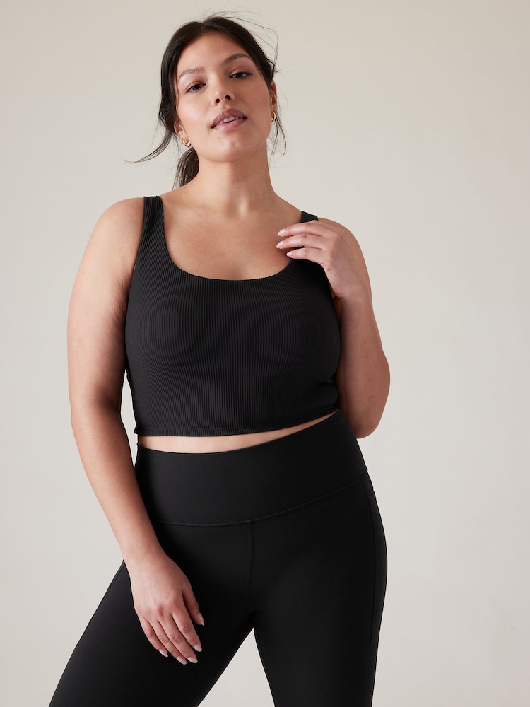 Athleta Black D-DD Cup Ribbed Cut-Out Longline Low Impact Sports Bra - Image 1 of 5 Athleta Black D-DD Cup Ribbed Cut-Out Longline Low Impact Sports Bra - Image 1 of 5