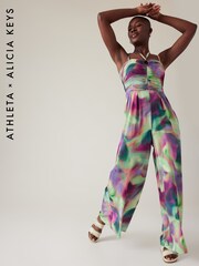 Athleta Purple/Green Alicia Keys Enlighten Up Jumpsuit - Image 1 of 3