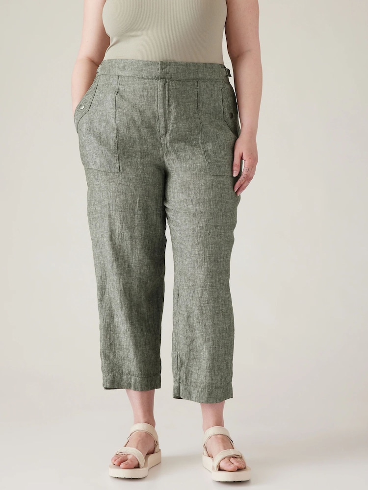 Athleta Green Voyager Linen Trousers - Image 1 of 5