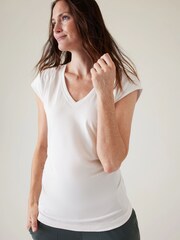 Athleta White Outbound V-Neck T-Shirt - Image 1 of 1