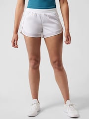 Athleta White Mesh Mid Rise 4" Pocket Running Shorts - Image 1 of 6
