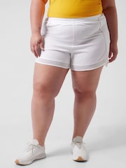 Athleta White Mesh Mid Rise 4" Pocket Running Shorts - Image 3 of 6