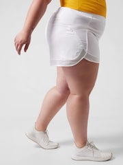 Athleta White Mesh Mid Rise 4" Pocket Running Shorts - Image 5 of 6