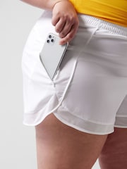 Athleta White Mesh Mid Rise 4" Pocket Running Shorts - Image 6 of 6