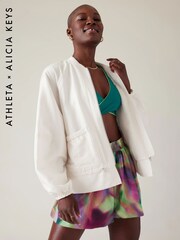 Athleta White Alicia Keys Enlighten Up Linen-Blend Bomber Jacket - Image 1 of 1